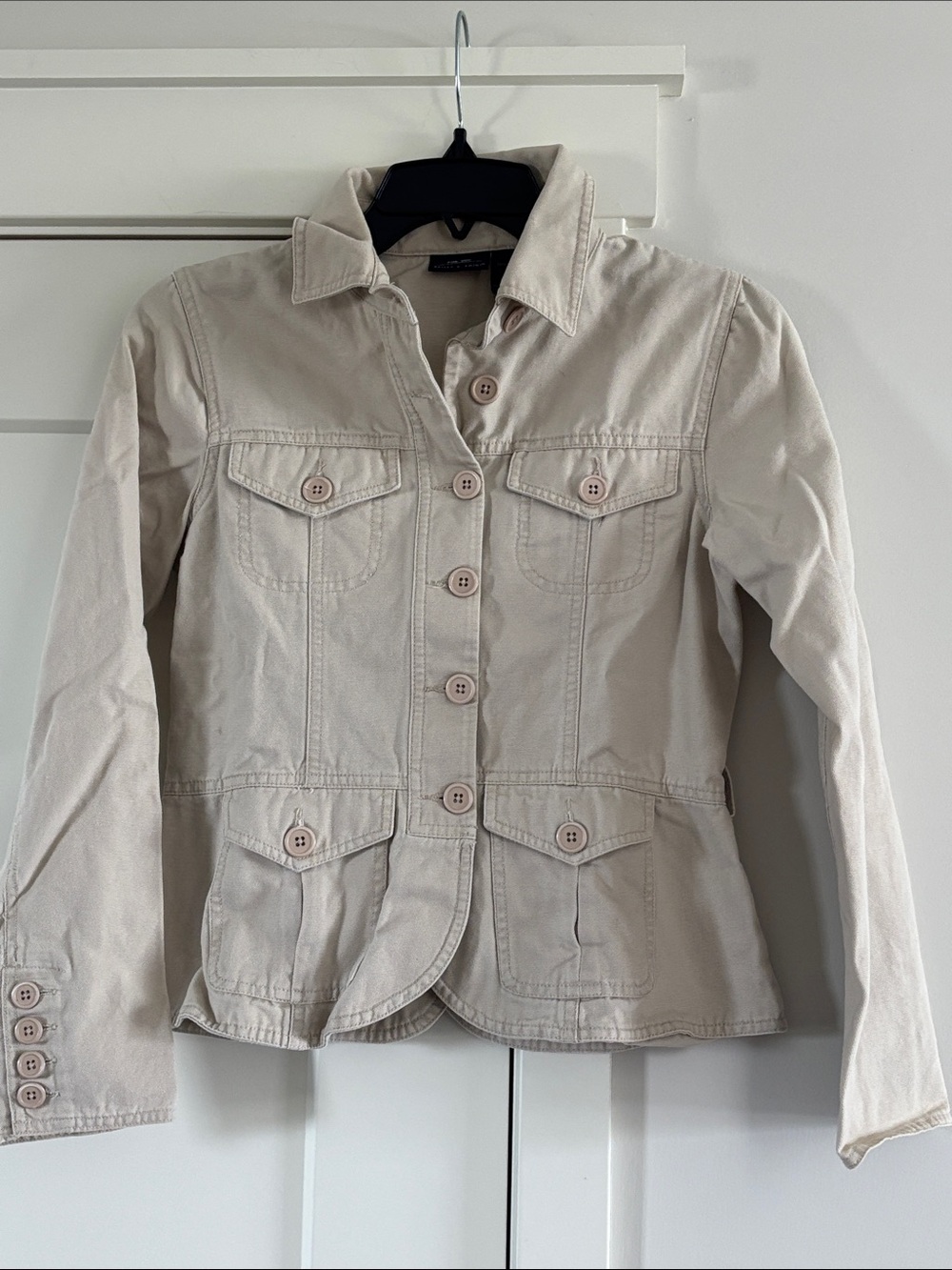 Women’s Cream Button-Front Denim-Style Jacket
